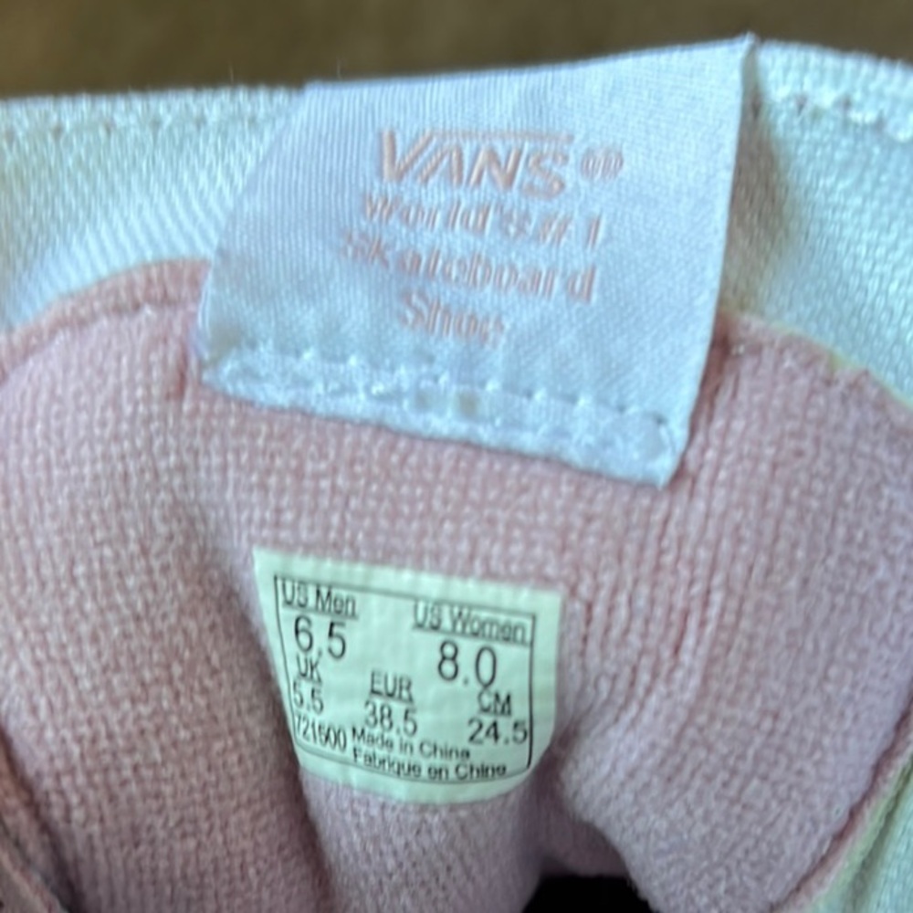 Vans Pink and White High-Top Sneakers with Suede Finish - Picture 6 of 6